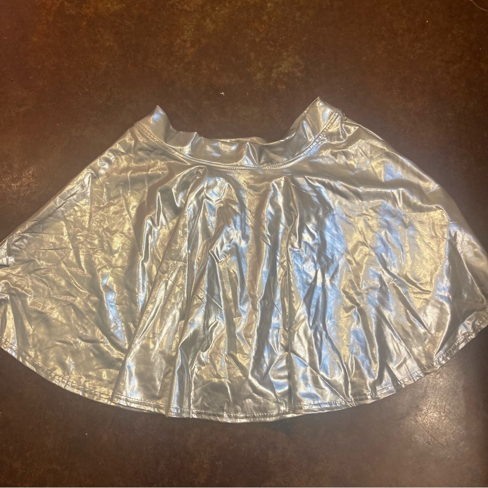 Juniors Metallic Silver Skater Skirt